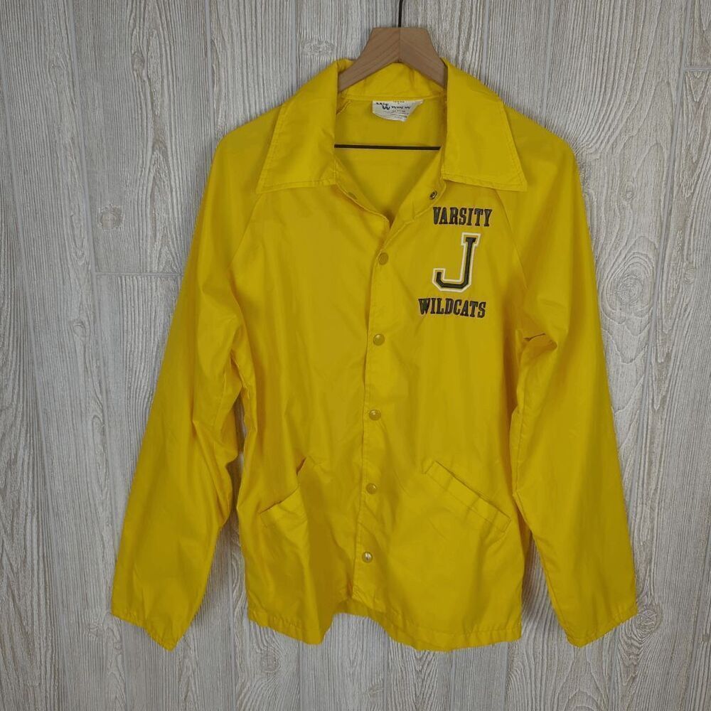Vintage Yellow Windbreaker Varsity Wildcats Unlined Jacket Size Medium - Picture 2 of 8